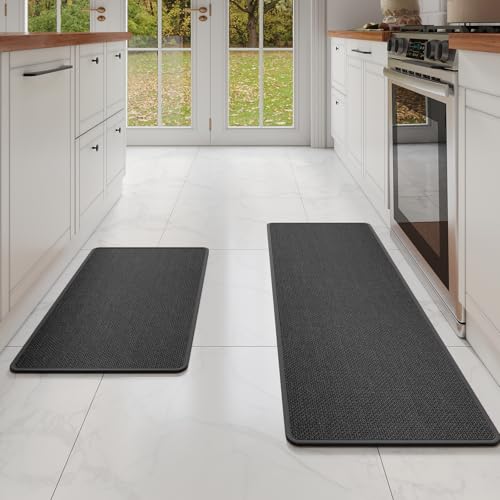 Kitchen Mat Kitchen Rugs Sets of 2 PCS Non Slip Black 17"x30"+17"x59"