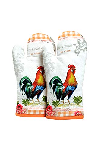 Oven Mitts Set of 1 Quilted Liner with Hanging Loop Non Slip (2 Count)