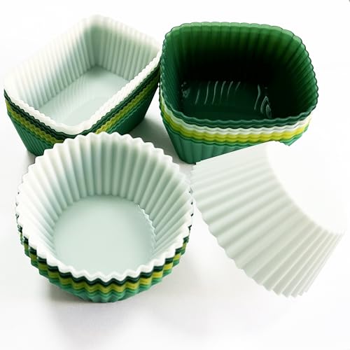 Silicone Baking Cupcake Cups Muffin Liners Nostick Cake Molds Bento Lunch Box Dividers (12 Count)