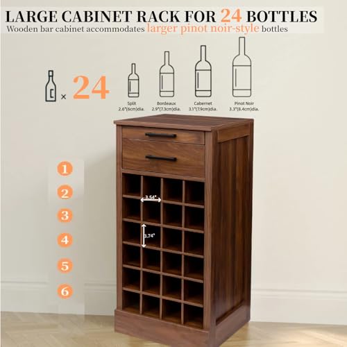 6 Tier Wine Rack Freestanding Floor with 2 Drawers