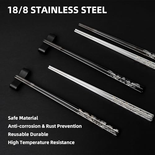 Dragon & Phoenix Reusable Stainless Steel Chopsticks Set (2 Count)