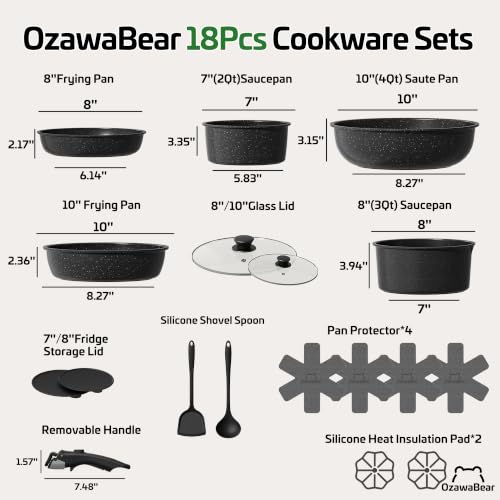 18 Pcs Pots and Pans Set Non Stick