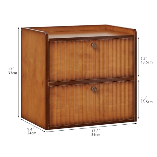 Rustic Bread Box for Kitchen Countertop Bamboo Bread Storage Container Bin Double Layer BreadBox Farmhouse Large Capacity Food Organizer