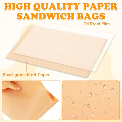 600 Pack Paper Sandwich Bags 10x10 inch Wax Paper Bags for Bakery (600 Count)