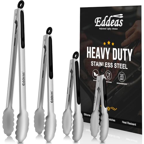 Grill Tongs BBQ Tongs Heat Resistant 600 Degrees (4 Count)