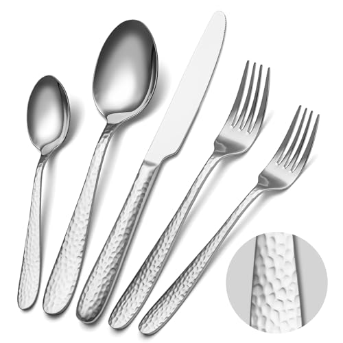 Hammered Silverware Set (40 Count)