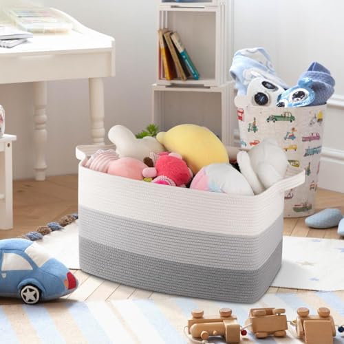 50L Storage Basket Large Blanket Basket Living Room Gray 3