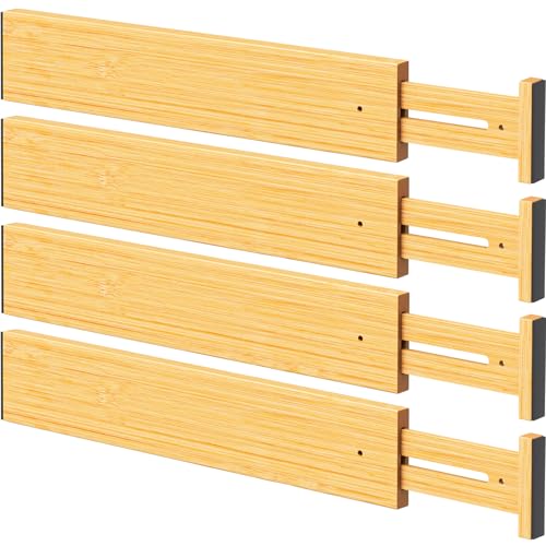Bamboo Drawer Dividers Organizers (4 Count)