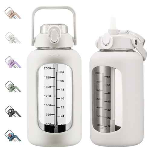 84oz Glass Water Bottle with Straw
