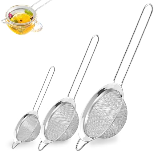 3Pcs Fine Mesh Strainer with Handle (3 Count)