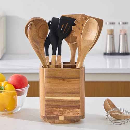 Wood Utensil Holder for Kitchen Counter