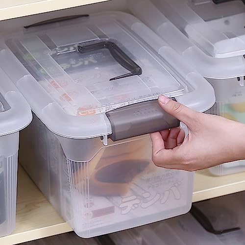6 Packs 8.5 QT Storage Bins with Lids Clear Plastic Bins with Grey Handle Stackable Storage Containers for Organizing (6 Count)