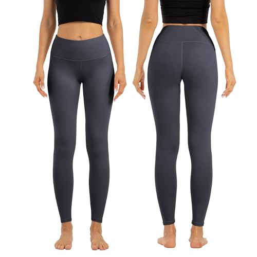 High Waist Butt Lifting Leggings for Women Buttery Soft Breathable Yoga Pants with Hidden Pocket Tummy Control Gym Dark Grey