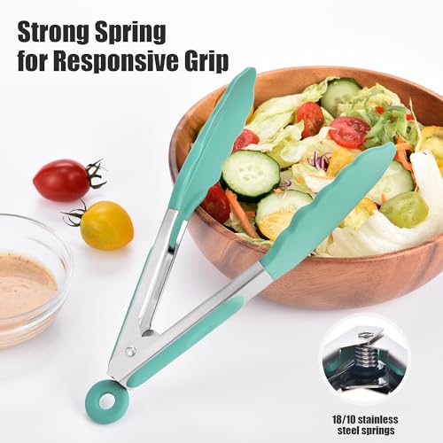 Kitchen Tongs with Silicone Tips for Cooking Serving