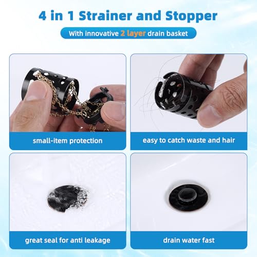 2PCS Universal Bathroom Sink Drain Strainer Hair Catcher (2 Count)