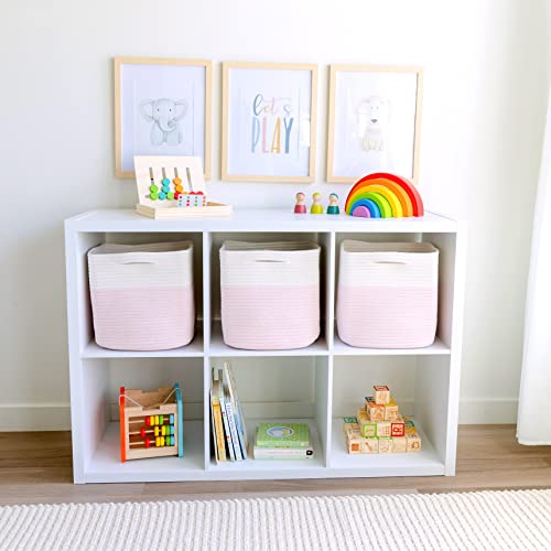 Storage Cubes 11 Inch Cotton Rope Woven Baskets for Organizing (3 Count)
