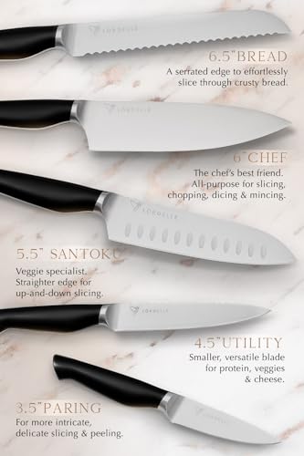 Lordelle 5 Pc Knife Block Set