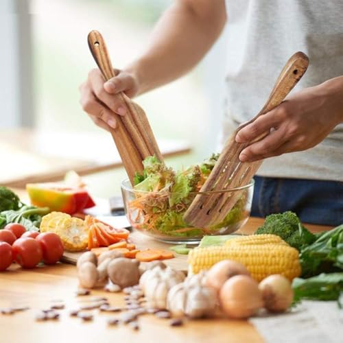 Spurtle Set Natural Acacia Wooden Kitchen Utensils Set of 2 (2 Count)