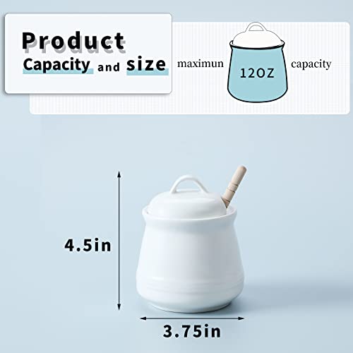 Ceramic Honey pot with Lid and Honey Dipper