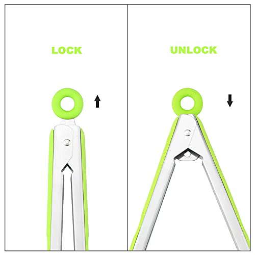 4 Pack Green Silicone Kitchen Tongs Set (4 Count)