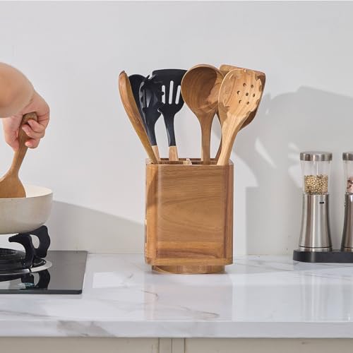 Wood Utensil Holder for Kitchen Counter