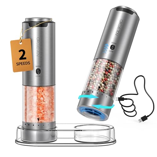 Electric Salt and Pepper Grinder Set Stainless Steel Rechargeable Salt and Pepper Grinder Set