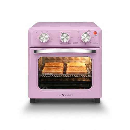 6-in-1 Retro Air Fryer Toaster Oven Combo, Compact 12.7 QT Small Countertop Convection Oven, Fits 9" Pizza & 4 Toast, Hexagon Hybrid Heating, Enamel Baking Pan Included, Pink Color