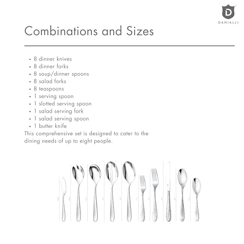 Hammered Silverware Set with Serving Utensils