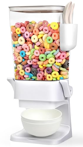 Cereal Dispenser Countertop with 2 Pack Bowls and Spoons 5.5 Qt