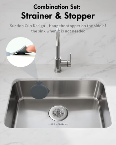 Upgraded Reversible Sink Drain Strainer & Kitchen Sink Stopper Set