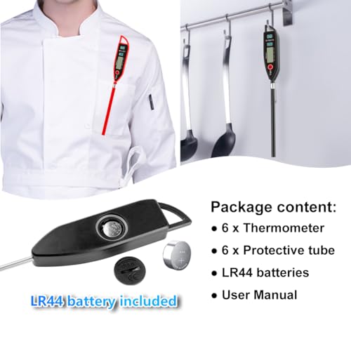 6 Pack Waterproof IPX7 Meat Thermometer (6 Count)
