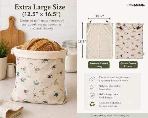 2 XL Beeswax Bread Bags for Homemade Bread