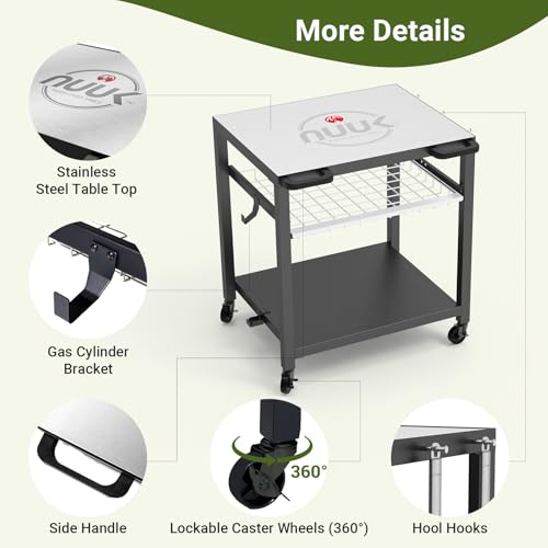 Grill Cart 30"x24" Pizza Oven Table for Outdoor 3