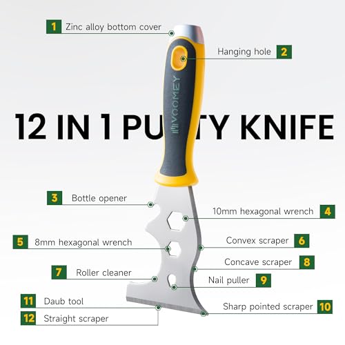 12-in-1 Putty Knife, 2 Pack Paint Scraper Tool