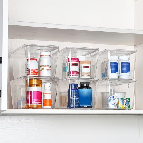 1 Pack Clear Stackable Storage Bins with Lids and Handles