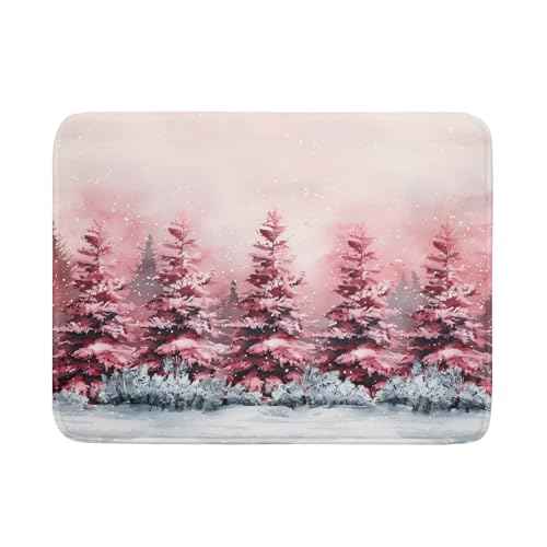 Christmas Decorative Dish Drying Pad Absorbent Microfiber Drying Mat Pink Trees Drainer Mats 18 X 24 In