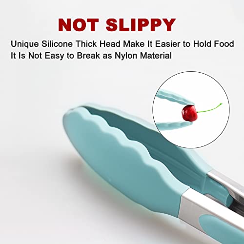 4 Pack Aqua Sky Silicone Kitchen Tongs Set