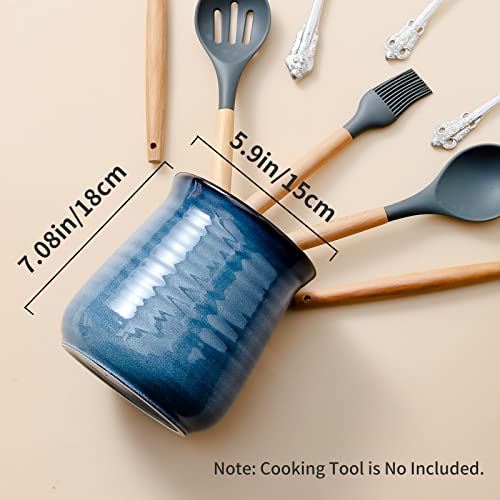 Extra Large Ceramic Utensil Holder Crock for Kitchen Counter