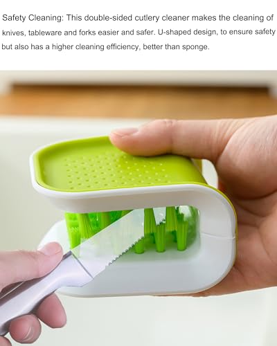 Blade Knife Cleaner 2PCS Kitchen Washing Brush Chopsticks Cutlery Cleaning Brush Double (2 Count)