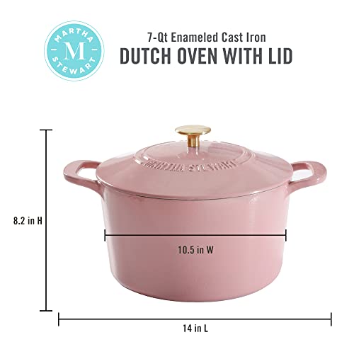 Gatwick 7 Quart Enamel Cast Iron Dutch Oven Pot with Lid