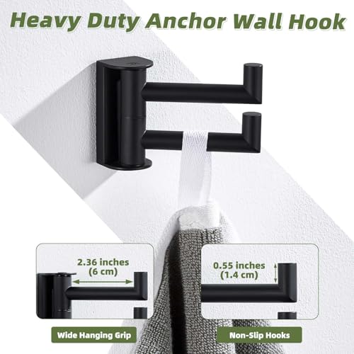 Swivel Towel Hook for Bathrooms with 2 Rotating Arms