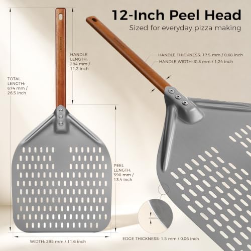 12" x 15" Perforated Aluminum Pizza Peel