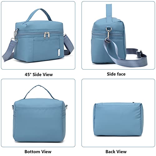 NOL Insulated Lunch Bags for Women Cooler Bag Lightweight Nylon Waterproof Lunch Box for Work Dusty Blue Small 4L