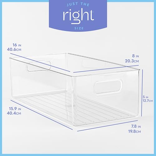 Plastic Food Storage 2 Pack Clear Container Bin with Handles for Organizing Kitchen (2 Count)