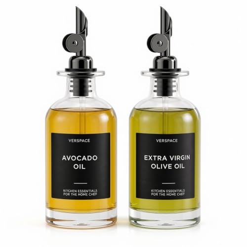 Clear Glass Olive Oil Dispenser Bottles For Kitchen (2 Count)