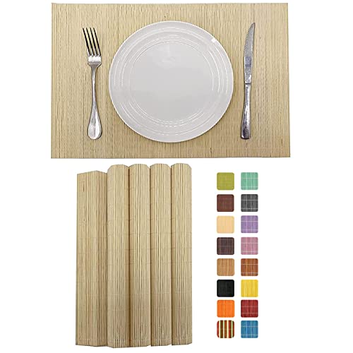 Set of 4 Pcs Bamboo Placemats Sushi Rolling Mat Japanese Style Natural Anti (4 Count)