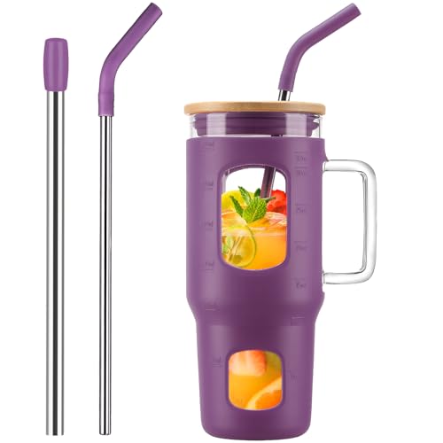 Glass Tumbler with Straw & Lid