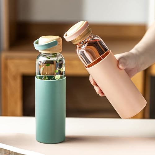 21oz Borosilicate Glass Water Bottle with Non