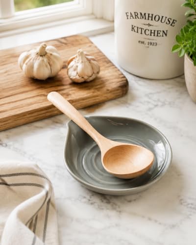 Spoon Rest Ceramic Spoon Holder for Stove Top Large Spatula Holder (2 Count)