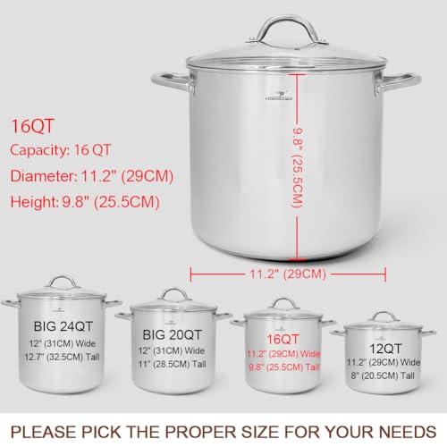 16 Quart LARGE Stock Pot with Glass Lid